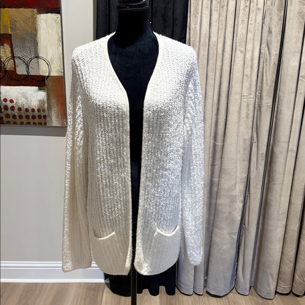 Carol Rose Cream Textured Cardigan